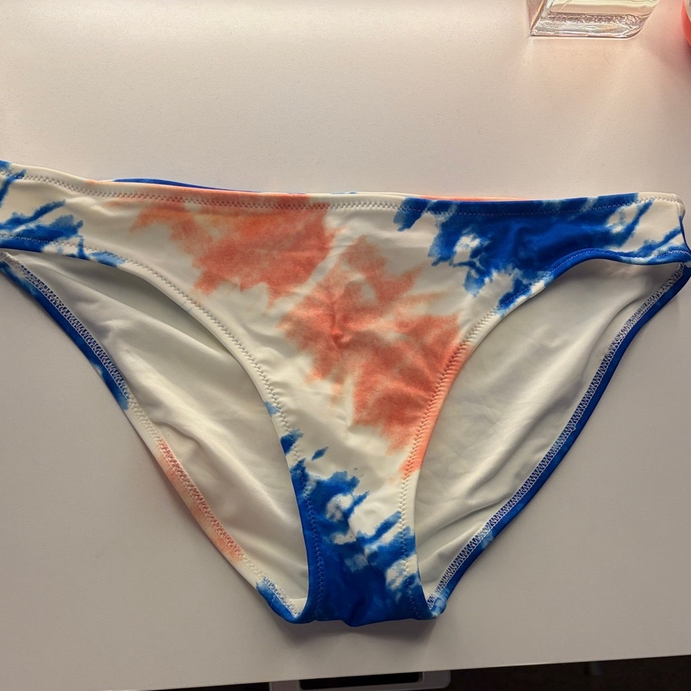 Aerie Blue and Coral Tie-Dye Bikini Bottom